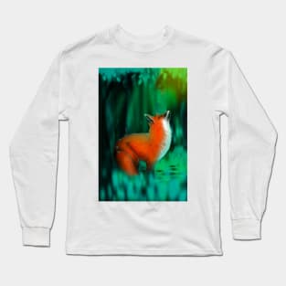 Fox in magical forest Long Sleeve T-Shirt